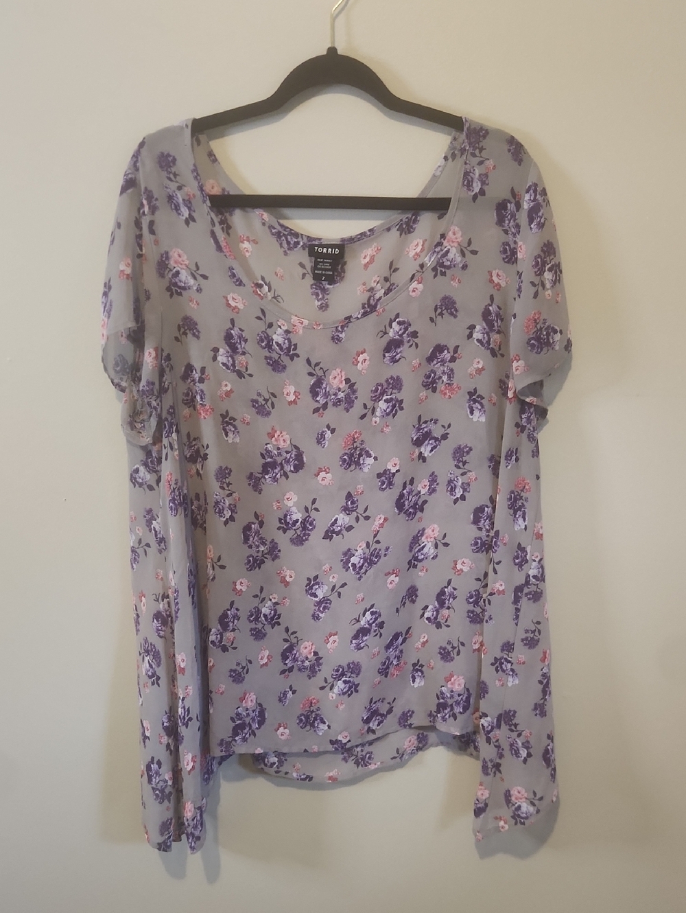 torrid Lavender Floral Scoop Neck Tee